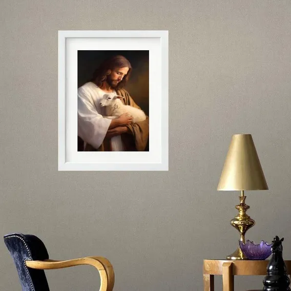 Quadro Jesus E Cordeiro - 60x48cm Foto 1