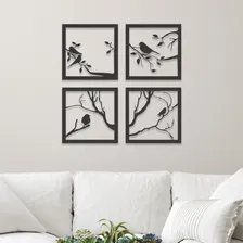Quadro Kit Pássaros Mdf Decorativo 3mm Preto Fosco 15x15 Foto mini  2