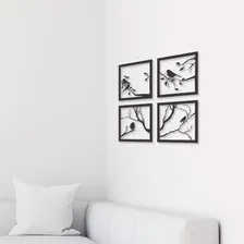 Quadro Kit Pássaros Mdf Decorativo 3mm Preto Fosco 15x15 Foto mini  3