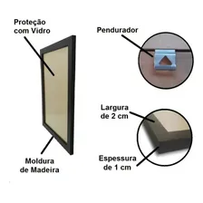 Quadro Moldura A3 (30x42cm) Em Madeira Com Vidro Preta Foto mini 3
