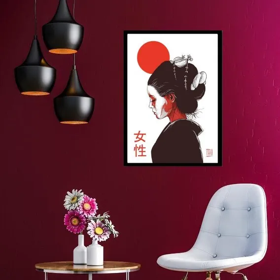 Quadro Mulher Japonesa 45x34cm Foto 1