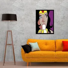 Quadro Mulher Maravilha Comendo Banana 24x18cm - Com Vidro Foto  mini 1