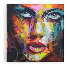 Quadro Mulher Pintura Colorido Pinceladas Canvas 60x60cm Foto mini 1
