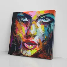 Quadro Mulher Pintura Colorido Pinceladas Canvas 60x60cm Foto mini 2