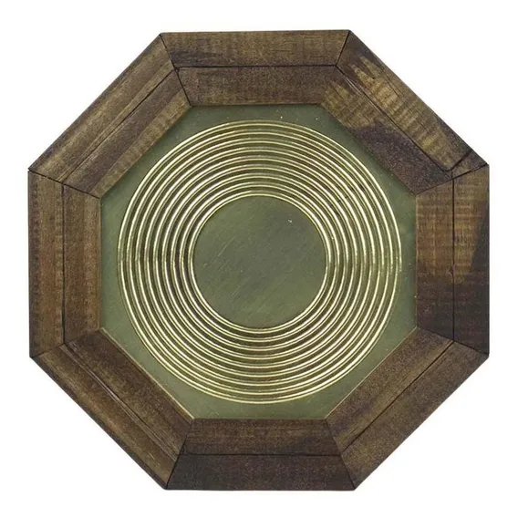 Quadro Oitavado Radiônico 9-círculos Moldura Madeira 18 Cm Foto 1