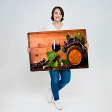 Quadro Para Cozinha Restaurante Vinho Uvas Luxuoso Grande Printoriah Foto mini  2