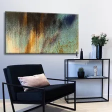 Quadro Para Sala Tela 60x120 Cm - Tintas Verde Dourado Armação Madeira Foto mini 4