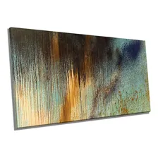 Quadro Para Sala Tela 60x120 Cm - Tintas Verde Dourado Armação Madeira Foto mini 1