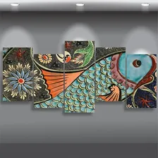 Quadro Peixe Abstrato Mosaico 5 Peças Fish Decorativo Foto mini  2