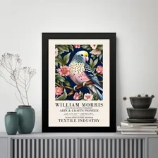 Quadro Periquito Flores - William Morris 24x18cm - Com Vidro Foto mini 1