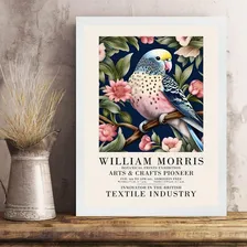 Quadro Periquito Flores - William Morris 24x18cm - Com Vidro Foto mini 2