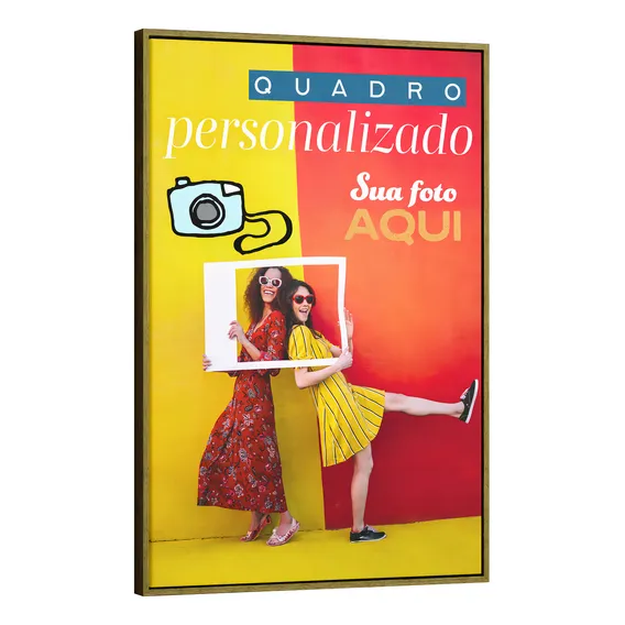 Quadro Personalizado Com Sua Foto Feito Em Tela Canvas 40x60 Cor Em Cores Armação Dourado Foto 1