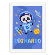 Quadro Personalizado Panda Astronauta Moldura Branca 33x43cm Foto mini 2