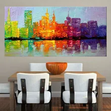 Quadro Pintura Tela Cidade Paisagem Urbana Cod 2417 Foto mini  2