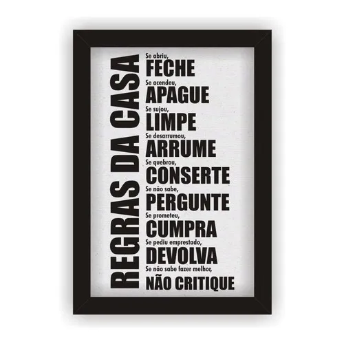 Quadro Placa Decorativa Mdf Regras Da Casa Com Moldura Foto 1