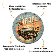 Quadro Placa Decorativa Redonda - Premium Garage Foto mini  3