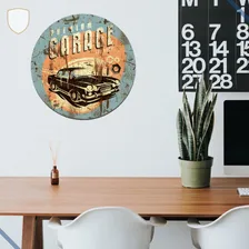 Quadro Placa Decorativa Redonda Premium Garage, Carro Garage Foto mini 4