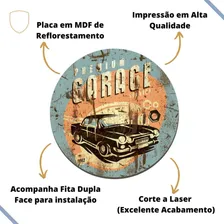 Quadro Placa Decorativa Redonda Premium Garage, Carro Garage Foto mini 2