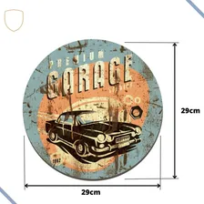 Quadro Placa Decorativa Redonda Premium Garage, Carro Garage Foto mini 3