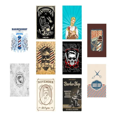 Quadro Placa Decorativa Tema Barbearia Combo 10 Quadros Foto 1