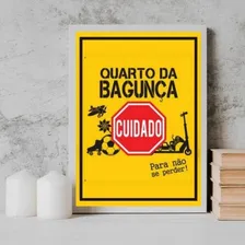 Quadro Placa Quarto Da Bagunça 24x18cm Branca Foto  mini 1