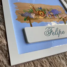 Quadro Porta Maternidade Safari Enfeite Decorativo Quarto 30 Cor Azul Foto mini 4