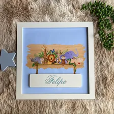 Quadro Porta Maternidade Safari Enfeite Decorativo Quarto 30 Cor Azul Foto mini 2
