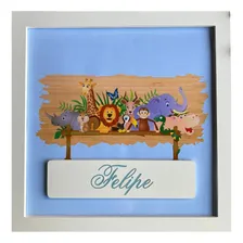 Quadro Porta Maternidade Safari Enfeite Decorativo Quarto 30 Cor Azul Foto mini 1