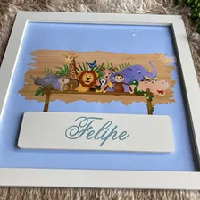 Quadro Porta Maternidade Safari Enfeite Decorativo Quarto 30 Cor Azul Foto mini 3