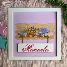 Quadro Porta Maternidade Safari Enfeite Decorativo Quarto 30 Cor Rosa Foto mini 2