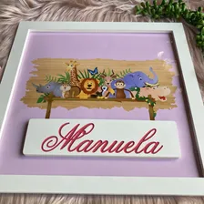 Quadro Porta Maternidade Safari Enfeite Decorativo Quarto 30 Cor Rosa Foto mini 3