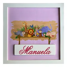 Quadro Porta Maternidade Safari Enfeite Decorativo Quarto 30 Cor Rosa Foto mini 1