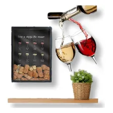 Quadro Porta Rolha/tampinha Vinhos Cerveja Preto De Parede Foto mini  2