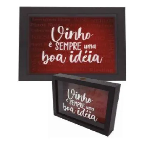 Quadro Porta Rolhas de Vinho 20x25x3,8cm Foto 1