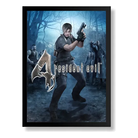 Quadro Poster Gamer Poster Resident Evil 4 Moldura A3 Foto 1