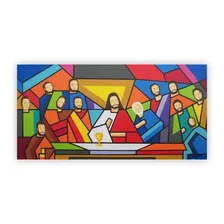 Quadro Religião Santa Ceia Colorida Moderna 80x40 Em Canvas Foto  mini 1