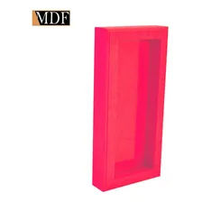 Quadro Scrapbook 26x11x4 Com Vidro Madeira Mdf Pintado Cor Rosa Foto  mini 1