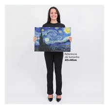 Quadro Van Gogh Noite Estrelada Arte Tela Canvas Cor Azul Foto mini 3