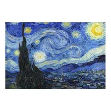 Quadro Van Gogh Noite Estrelada Arte Tela Canvas Cor Azul Foto mini 1