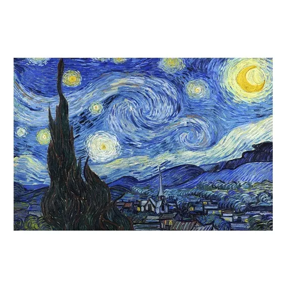 Quadro Van Gogh Noite Estrelada Arte Tela Canvas Cor Azul Foto 1