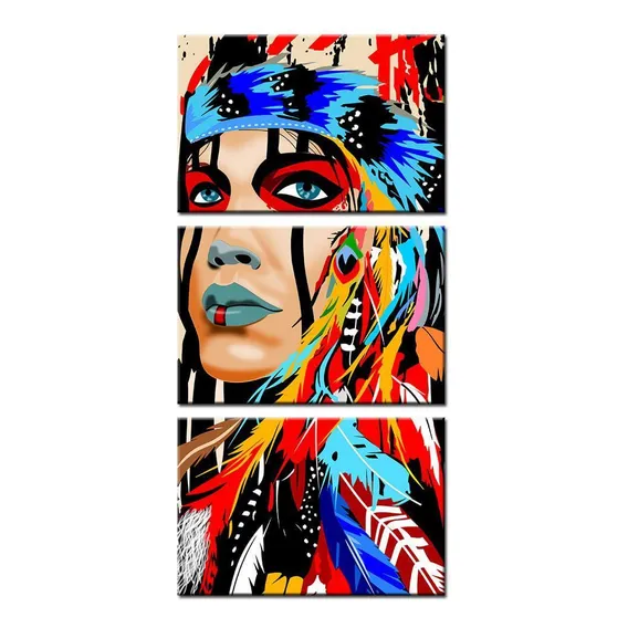 Quadros Decorativo Sala Quarto Índia Americana Colorida Foto 1