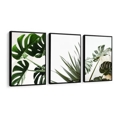 Quadros Decorativos Folhagem Verde Com Moldura Sala Quarto Foto 1
