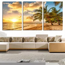 Quadros Decorativos Para Sala Praia Coqueiro Sol Mar Mdf Foto mini 1