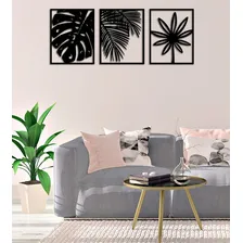 Quadros Decorativos Sala Folhas Mdf Vazado Preto Foto mini 2