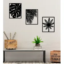 Quadros Decorativos Sala Folhas Mdf Vazado Preto Foto mini 1