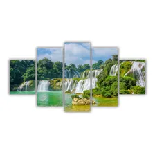 Quadros Mosaico Mdf Paisagem Natureza Cachoeira 115x60cm Foto  mini 1