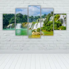 Quadros Mosaico Mdf Paisagem Natureza Cachoeira 115x60cm Foto mini  3
