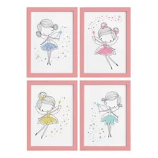 Quadros Para Quarto De Menina Fadas Moldura Rosa 22x32cm Foto  mini 1
