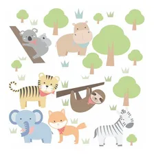 Quartinho Decorado Adesivo Bebê Infantil Zoo Safari Animais Floresta Baby C36 Foto mini 1