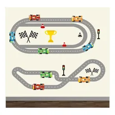 Quartinho Decorado Adesivo Parede Infantil Decorativo Pista De Corrida Carros Cor Adesivo Pista M04 Foto mini 1